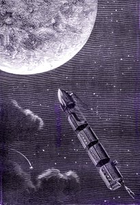 Treno di proiettili sparati da un cannone gigante verso la Luna, "Dalla Terra alla Luna" di Jules Verne