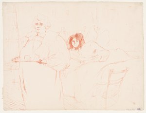 Elles: Donna che Porta un Vassoio, Mme. Baron e Mlle. Popo da Henri de Toulouse-Lautrec
