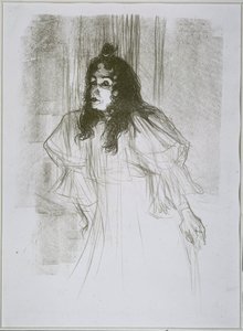Ritratto di May Belfort (May Egan) con due figure e un pianoforte da Henri de Toulouse Lautrec (signed by artist)