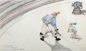 Scena di circo: addestramento. Un clown con un cane scienziato e un elefante acrobatico da Henri de Toulouse Lautrec
