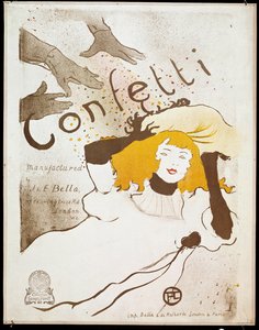 Coriandoli: mani lanciano coriandoli su una donna con capelli gialli. Poster di Henri de Toulouse-Lautrec (1864-1901). Dim. 0.54 x 0.39. 1893. Albi, Museo Toulouse Lautrec da Henri de Toulouse Lautrec