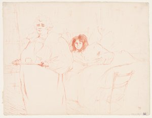 Elles: Donna che Porta un Vassoio, Mme. Baron e Mlle. Popo da Henri de Toulouse Lautrec