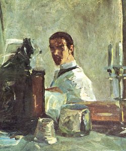 Francese:  Auto-portrait devant un miroir Autoritratto davanti allo specchio da Henri de Toulouse Lautrec