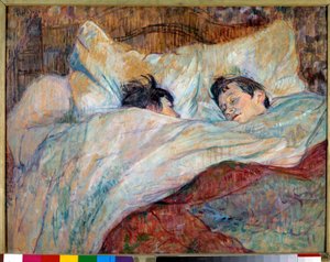 Il letto Due bambini che dormono. Olio su cartone di Henri de Toulouse Lautrec (1864-1901) 1892 Parigi, museo d