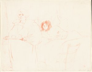 Donna con un vassoio—Colazione (Madame Baron e Mademoiselle Popo), tavola due da Elles da Henri de Toulouse Lautrec