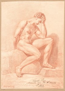 Nudo maschile seduto, visto di lato (2º premio 1807) da Henricus Franciscus Wiertz