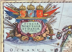Cartiglio da una mappa di Svezia, Norvegia e Danimarca, 1631 da Henricus Hondius II