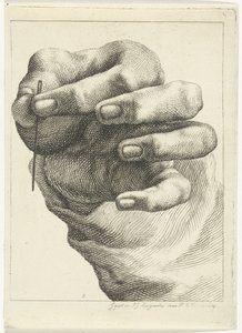 Studio di una mano con un ago tra pollice e indice da Henricus Wilhelmus Couwenberg