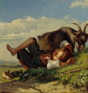 Ragazzo pastore con capre da Henrik August Helland