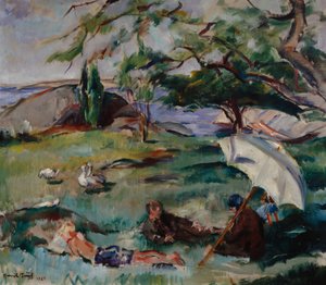 Paesaggio estivo con persone
