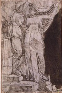 Due figure femminili in piedi sui gradini, Roma, maggio 1787