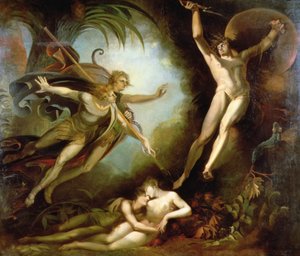Satana che Fugge dal Tocco della Lancia di Ithuriel
