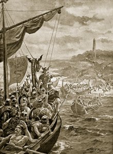 Un attacco dei Danesi in Irlanda, illustrazione da 