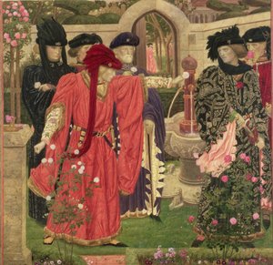 Scelta delle rose rosse e bianche nel giardino del tempio, 1910