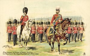 Re Giorgio V come Principe di Galles guida il suo reggimento, i Royal Fusiliers, ad Aldershot da Henry A. Payne