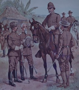 Guerra ispano-americana 1898, truppe statunitensi, Gen Lawton a cavallo, comandante della Seconda Divisione, 5° Corpo d