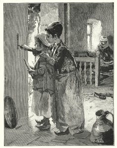Statuti e leggi sullo stipite della porta della casa di un ebreo (litografia) da Henry Andrew Harper