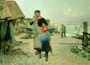 Pescatori che tornano con le reti, Etretat da Henry Bacon