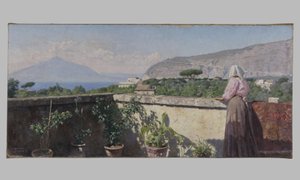 Donna sulla terrazza dell