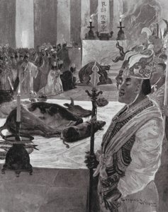Un sacrificio in un tempio confuciano da Henry Charles Seppings Wright