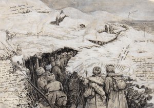 Galizia, truppe russe sulle colline innevate, 13 marzo 1916 da Henry Charles Seppings Wright