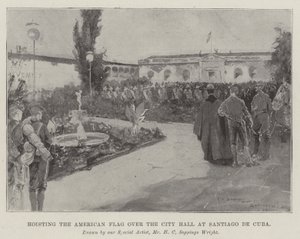 Issare la bandiera americana sul Municipio di Santiago de Cuba da Henry Charles Seppings Wright