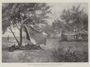 Avamposti degli Highlanders di Seaforth che bivaccano durante il Giorno al Fiume Modder da Henry Charles Seppings Wright