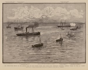 Corvetta portoghese Tamega che spara sulla SS Agnes, Fiume Pungwe, Africa orientale da Henry Charles Seppings Wright