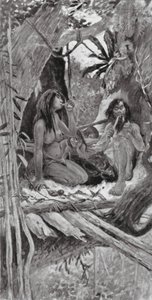 Abitanti degli alberi preistorici cinesi (litografia) da Henry Charles Seppings Wright
