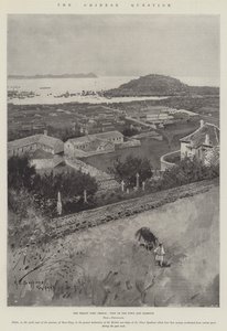 La questione cinese, il porto di trattato Chefoo, vista della città e del porto da Henry Charles Seppings Wright