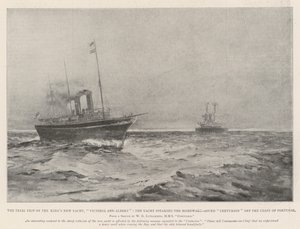 Il viaggio di prova del nuovo yacht del re, Victoria e Albert, lo yacht che parla con il Centurion di ritorno a casa al largo della costa del Portogallo da Henry Charles Seppings Wright