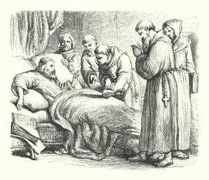 Wycliffe sul letto di morte da Henry Courtney (after) Selous