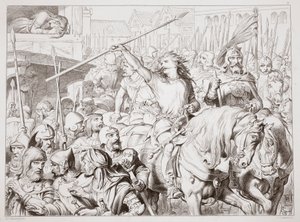 Come Hereward divenne Berserker, illustrazione da Hereward the Great di Charles Kingsley, pub. 1870