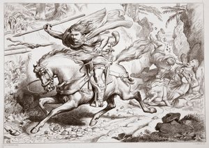 Come Hereward fu catturato in una trappola, illustrazione da Hereward the Great di Charles Kingsley, pub. 1870, inciso da C.G. Lewis