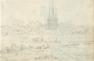 Cattedrale di Lichfield - Vista est: disegno a penna e inchiostro, 20 giu [c 1820]