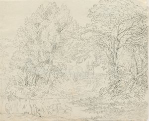 Tamworth - Vista rurale: disegno a penna e inchiostro, nd [1788-1855]