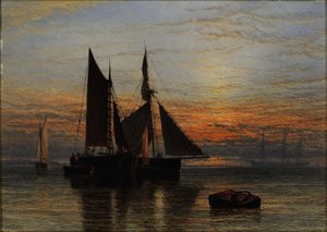 Navigazione in un mare calmo al tramonto da Henry Dawson