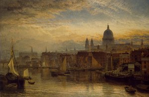 St. Paul dal fiume Tamigi, 1877 da Henry Dawson