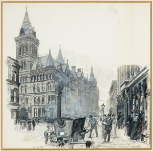 Costruzione di Corporation Road, Princess Street e Municipio da Henry Edward Tidmarsh