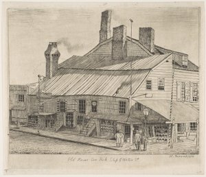 Vecchia casa, angolo tra Peck Slip e Water Street, da «Scene della vecchia New York» da Henry Farrer