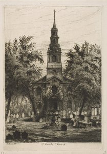 Cappella di San Paolo, New York da Scene della Vecchia New York, 1877 da Henry Farrer