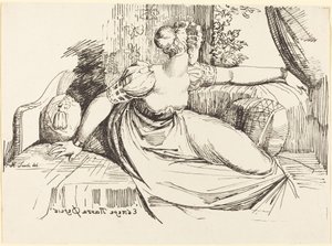 Una donna seduta vicino alla finestra da Johann Heinrich Füssli