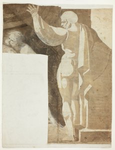 Figura maschile con braccio sinistro alzato vista da dietro, e frammento di vecchio da Johann Heinrich Füssli