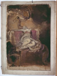 Schizzo per "Didone sulla pira funeraria" (recto); schizzo erotico di uomo e donna (verso) da Henry Fuseli