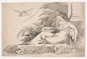 Donna Dormiente con un Cupido, 1780-1790 da Johann Heinrich Füssli