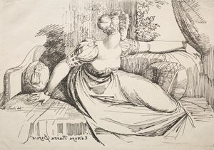 Specimens of Polyautography: Donna su un divano da Johann Heinrich Füssli