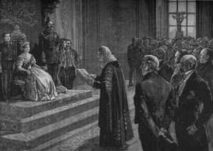 Pari e Comuni presentano un indirizzo patriottico alla Regina alla vigilia della Guerra di Crimea, 1891 da Henry Gillard Glindoni