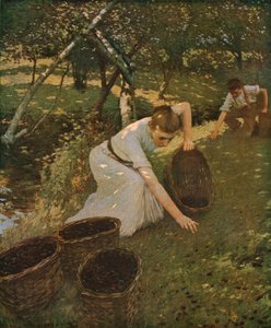 Raccolta di prugne, 1901, c1930 da Henry Herbert La Thangue