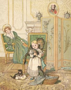 La principessa e i suoi gattini (litografia a colori)