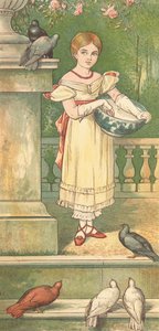La principessa e i suoi piccioni (litografia a colori)
